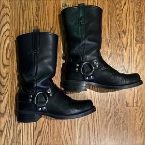 Frye Domestic harness buckle boots, moto style /1.5” heel - women 10/ men 8